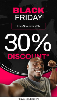 Modern Red & Black Professional Minimal Black Friday Fitness Sale design – Instagram Story template
