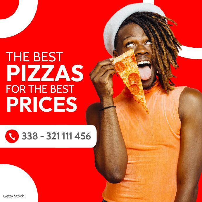 modern red and white pizza place advertisemen Publicação no Instagram template