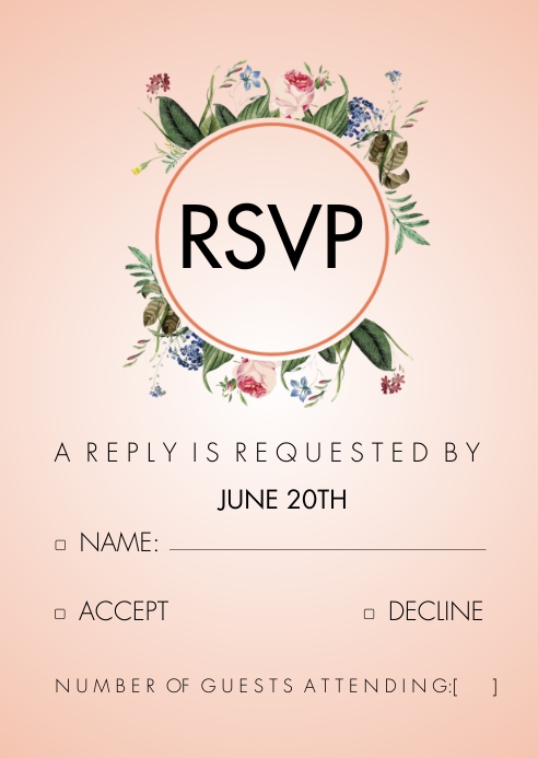 Modern RSVP Card A6 template