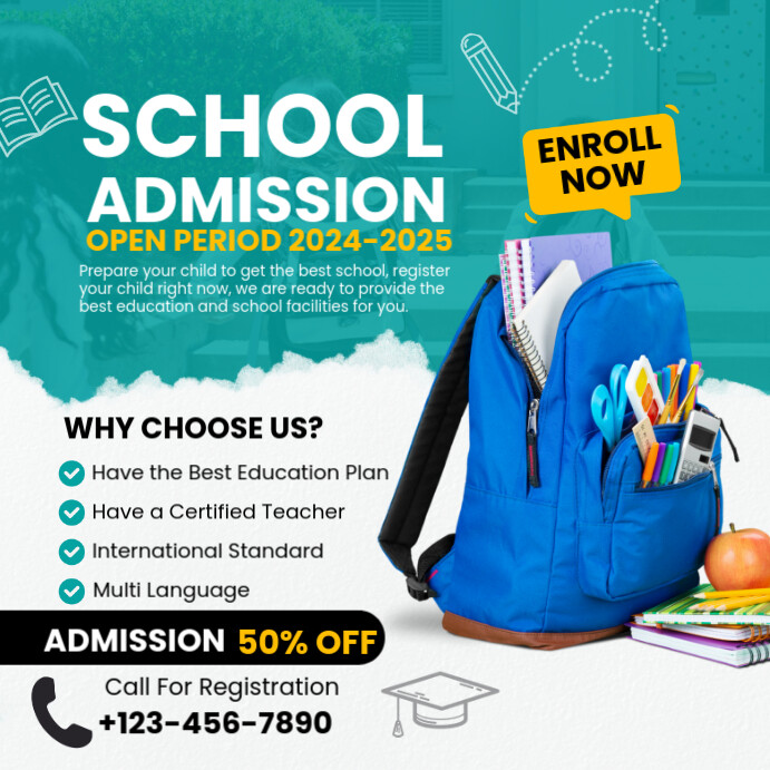 Modern school admission Instagram na Post template