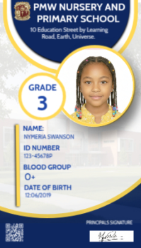 Modern School ID Card Template | Editable Student ID Design for Nursery & Primary Schools Biglietto da visita
