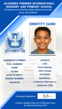 Modern School ID Card Template – Editable Student Identity Card Design for Nursery, Primary & Second