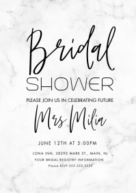 Modern Script and Marble Bridal Shower A4 template