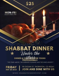 Modern Shabbat Dinner Invitation Flyer Ulotka (US Letter) template