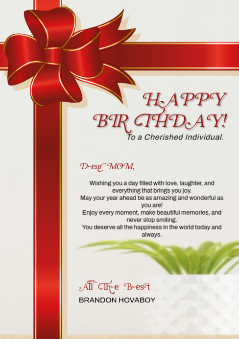 Modern Simple Happy Birthday Card A5 template