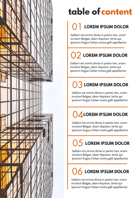 modern skyscraper background table of content A4 template