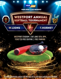 Modern softball tournament poster design Folder (US Letter) template