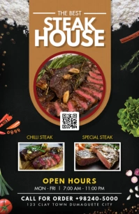 Modern Steak House Table Talker Half Page Wide template