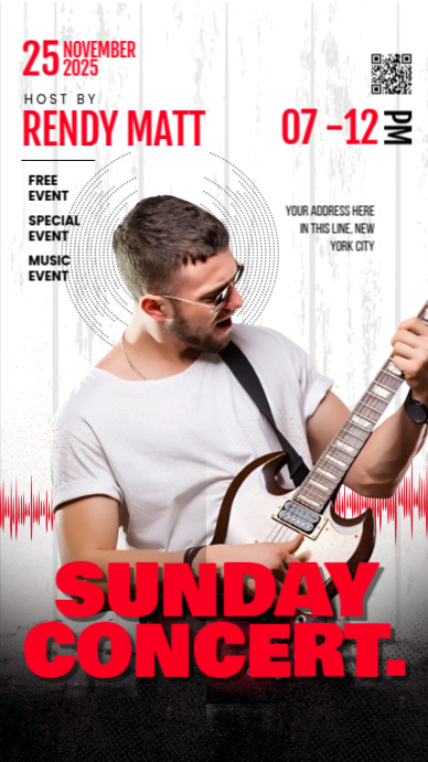 Modern Sunday Concert Poster with Guitarist – Music Event Instagram ...