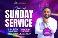 Purple Sunday Service Poster Template