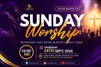 Ungu Sunday Worship Invitation Plakat Template