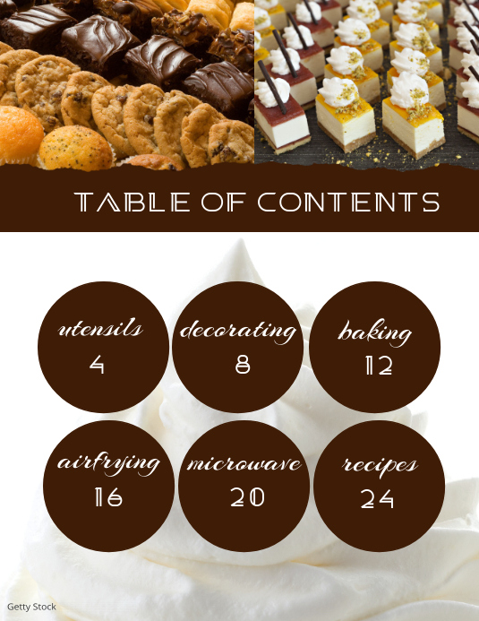 Baking Contents Modern Table of Contents Baking Template | PosterMyWall