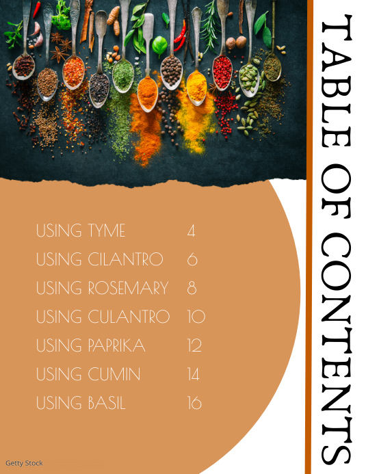 Copia de Modern Table of Contents Cookbook | PosterMyWall