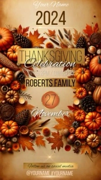 modern thanksgiving dinner party invitation Instagram Story template