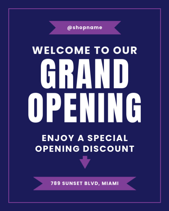 Modern Typographic Grand Opening Promotional Sale Discount Offer Instagram Portrait template