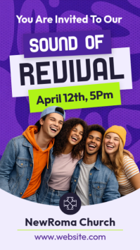 Modern Urban Church Revival Story - Vibrating Purple & Neon Green Event Instagram Story Advertising template