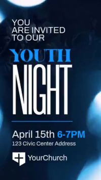 Modern Urban Church Youth Night Story - Vibrant Cobalt & White Event Instagram Story ad template