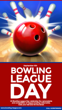 Rød Bowling League Day Instagram-verhaal Template