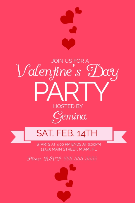 Modern Valentines Day Party Invitations Poster template