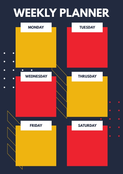 Modern Weekly Planner Agenda Printable Template | PosterMyWall