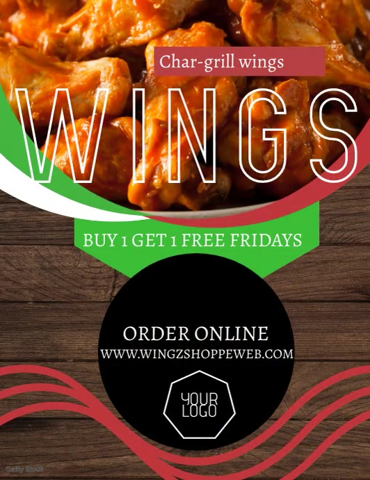 Modèle Modern Wing Restaurant Grill Flyer PosterMyWall