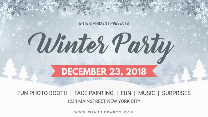 Modern Winter Party Facebook Cover Video Template Postermywall