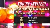 Modern Work Party invitation & Happy Hour Flyer Template Presentation (16:9)