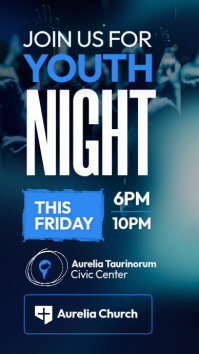 Modern Youth Night Church Story - Urban Christian Event Flyer - Blue & Black Worship Party Template Instagram-verhaal