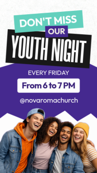Modern Youth Night Party Instagram Story - Vibrant Church Social Media Instagram Story advertising template