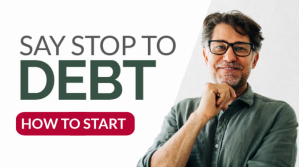 modern youtube thumbnail say stop to debt YouTube-miniature template