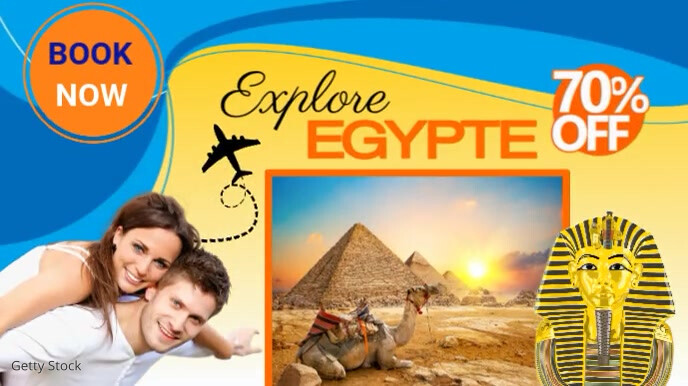 modèle d'affiche de voyage Egypte Ekran reklamowy (16:9) template