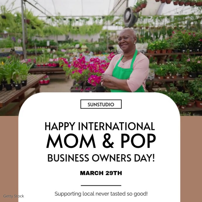 Mom and Pop Business Owners Day Video Wish 方形(1:1) template
