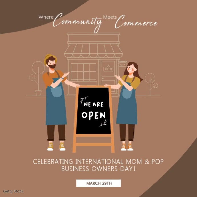 Mom and Pop Business Owners Square Video Isikwele (1:1) template