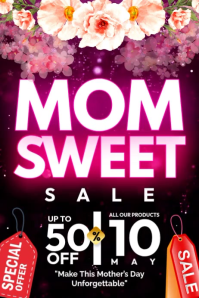 Mom Sweet Sale Poster template