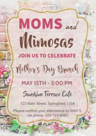 Moms and Mimosas Mother's Day Invitation A6 template