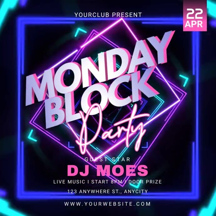 Monday Blocks Frame Plantilla de Monday Block Party | PosterMyWall