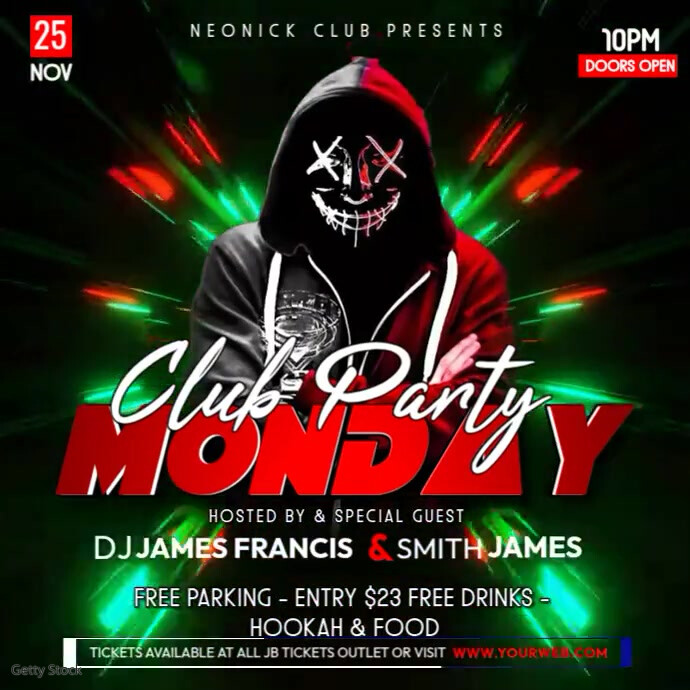 First Monday Club Monday Club Party Ads Template | PosterMyWall