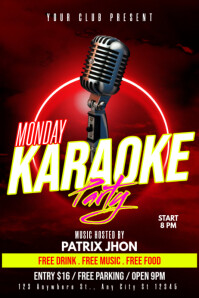 Monday karaoke party poster template