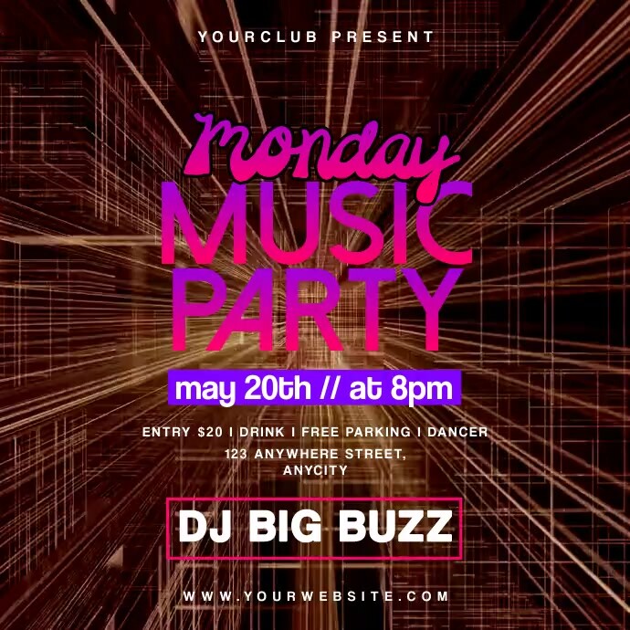 Monday Music Party โพสต์บน Instagram template