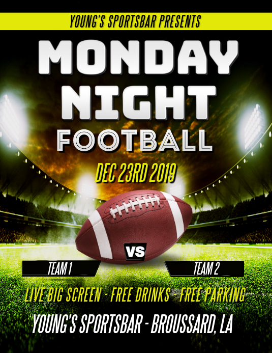 MONDAY NIGHT FOOTBALL FLYER Template | PosterMyWall