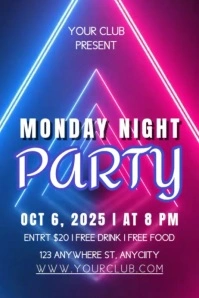 MONDAY NIGHT PARTY Poster template