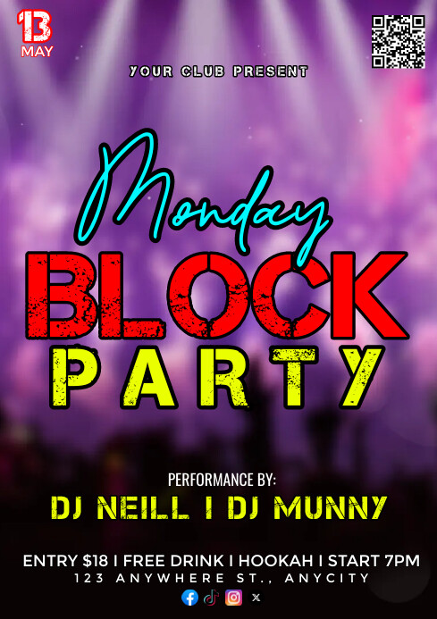 Monday Night Party A4 template