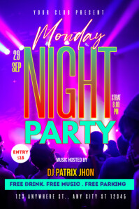 monday night party poster Plakat template