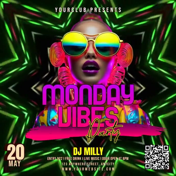 Monday Vibes Party Instagram Post template