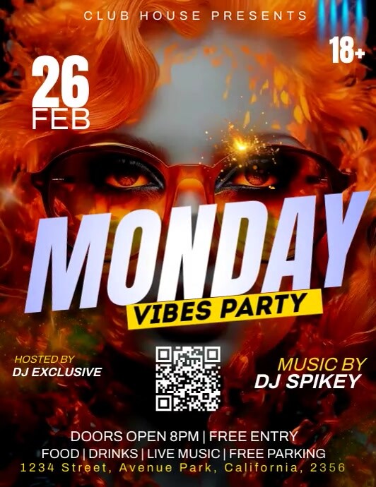 monday vibes party Volante (Carta US) template