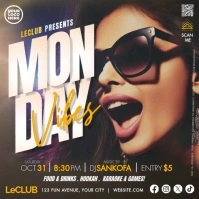 Monday Vibes sunday party night video Persegi (1:1) template