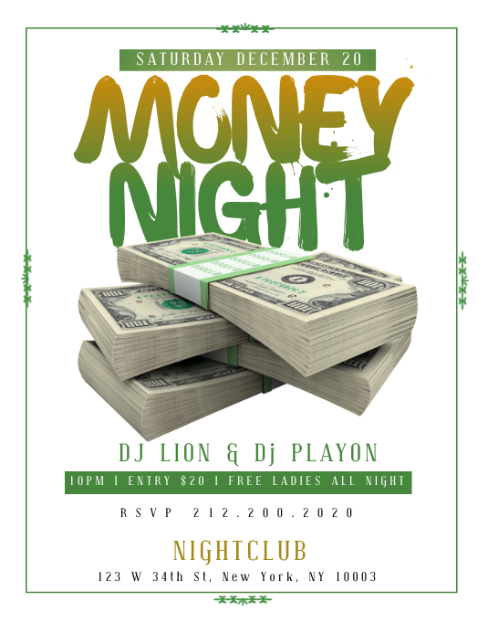 Money Night Flyer Template Postermywall