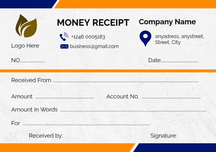 Example A5 Receipt Plantilla de Money Receipt template | PosterMyWall