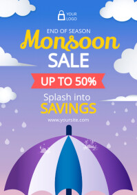 Monsoon sale poster A5 template