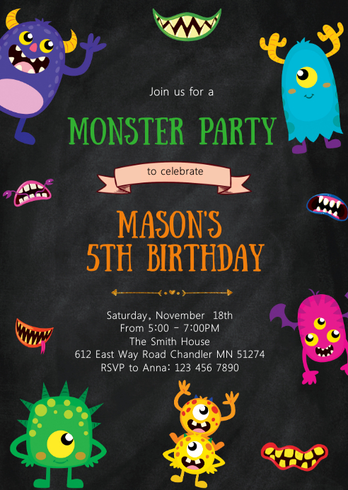 Modele Invitation De Fete D Anniversaire Monstre Postermywall Modele Invitation De Fete D Anniversaire Monstre Postermywall